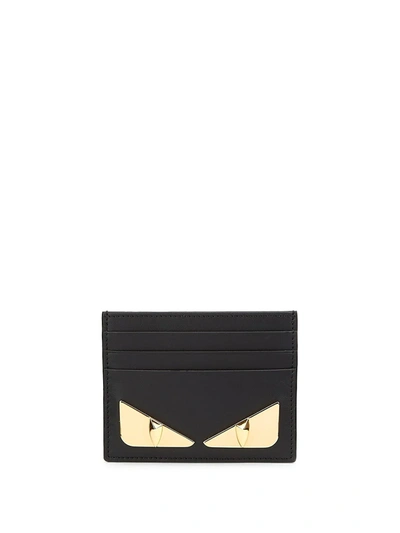 Shop Fendi Men's Leather Bugs Card Case In Black