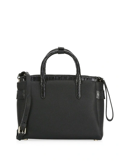 Shop Nancy Gonzalez Women's Small Cristie Crocodile-trimmed Leather Satchel In Black