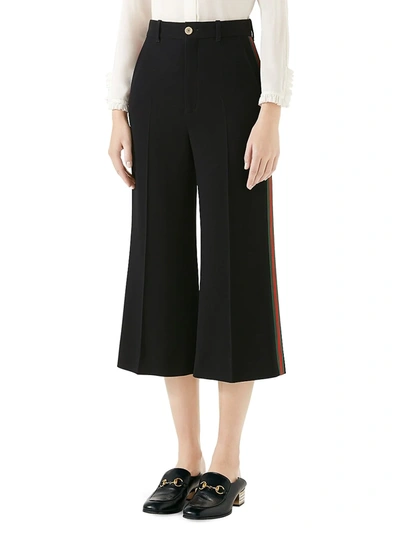 Shop Gucci Women's Web Trim Culotte Pants In Black