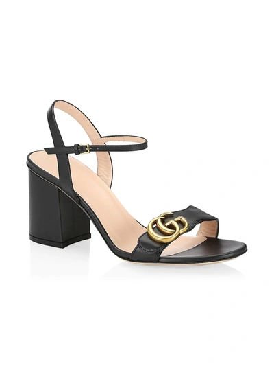 Shop Gucci Women's Marmont Gg Ankle-strap Sandals In Black