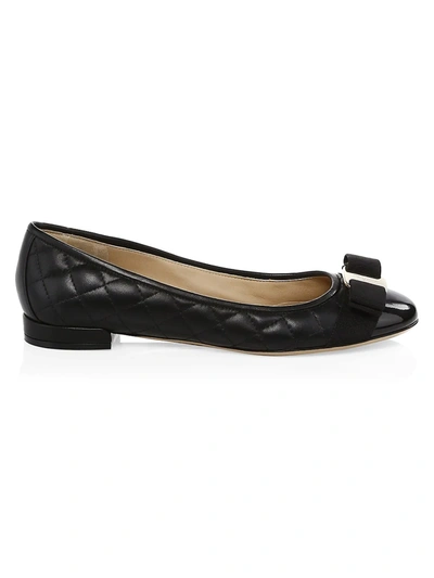 Shop Ferragamo Women's Varina Quilted Leather Ballet Flats In Black