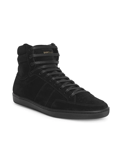 Shop Saint Laurent Court Classic Suede High-top Sneakers In Black