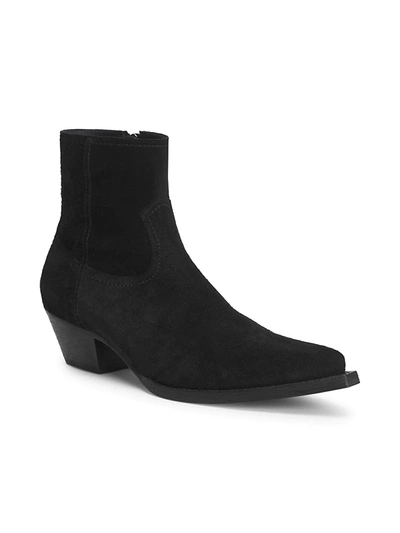 Shop Saint Laurent Men's Lukas Suede Western Ankle Boots In Black