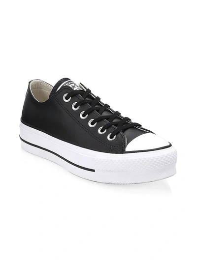 Shop Converse Chuck Taylor All Star Leather Platform Low-top Sneakers In Black