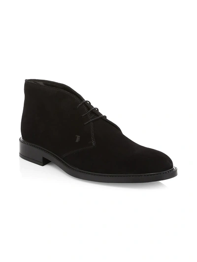 Shop Tod's Men's Chukka Suede Boots In Black