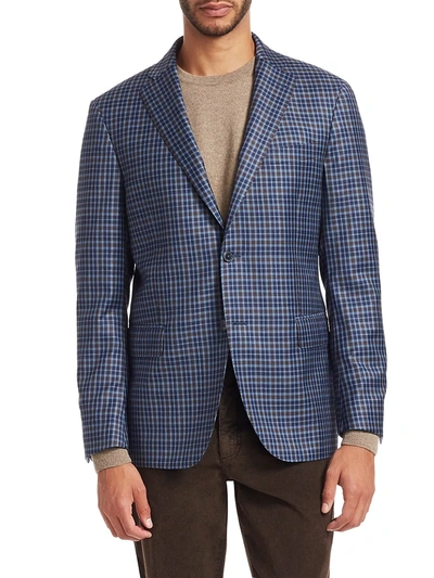 Shop Saks Fifth Avenue Men's Collection Plaid Sportcoat In Light Blue