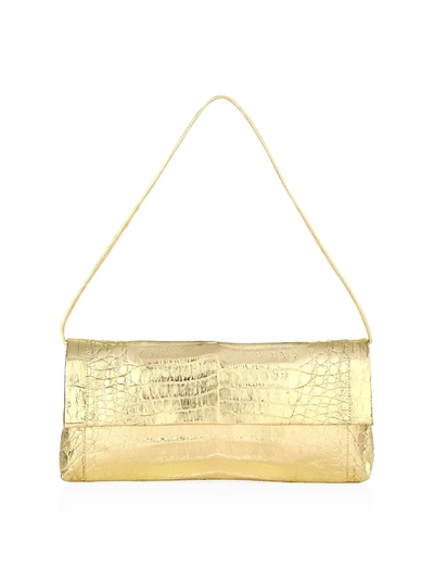 Shop Nancy Gonzalez Women's Gotham Metallic Crocodile Clutch In Gold