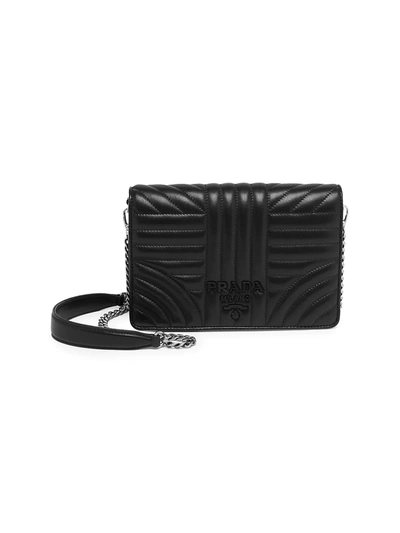 Prada Diagramme Nappa Impunture Shoulder Bag In Black ModeSens