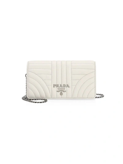 Shop Prada Diagramme Impunture Leather Wallet-on-chain In White