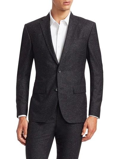 Shop Saks Fifth Avenue Men's Modern Wool & Silk Suit Jacket In Charcoal