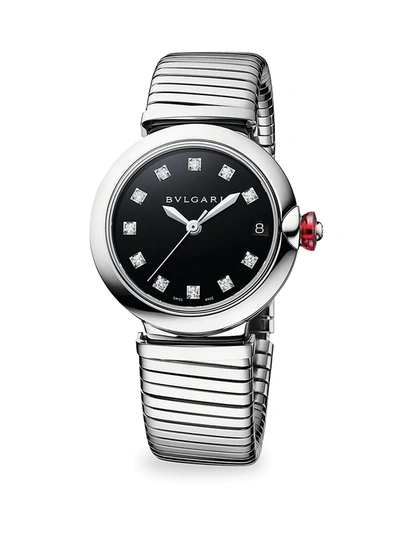 Shop Bvlgari Women's Lvcea Stainless Steel & Diamond Bracelet Watch In Silver