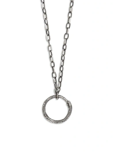 Shop Gucci Men's Sterling Silver Circle Pendant Chain Necklace