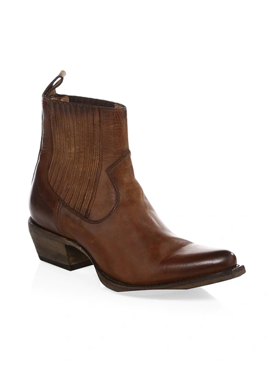 Shop Frye Sacha Western Leather Ankle Boots In Cognac