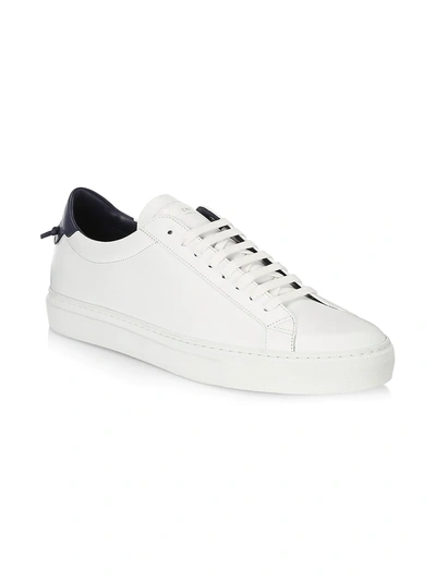 Shop Givenchy Men's Urban Street Knot Leather Lo-top Sneakers In White Navy