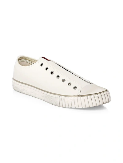 Shop John Varvatos Laceless Low-top Slip-on Leather Sneakers In White
