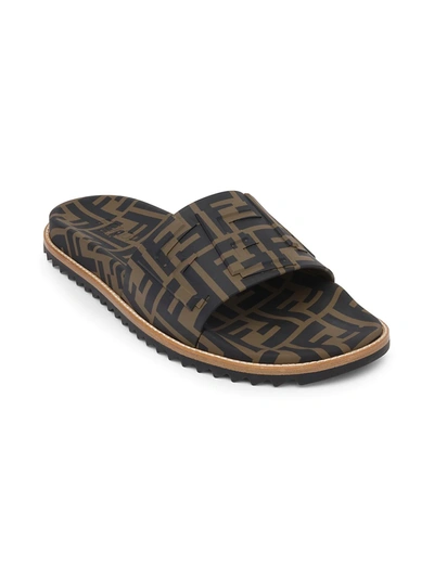 Shop Fendi Men's Ff Slide Sandals In Maya Nero