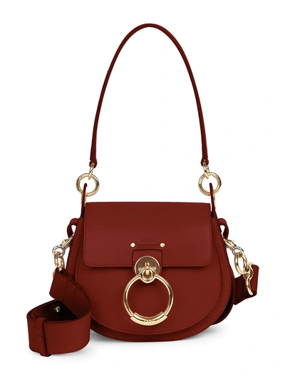 Shop Chloé Women's Small Tess Leather Saddle Bag In Sepia