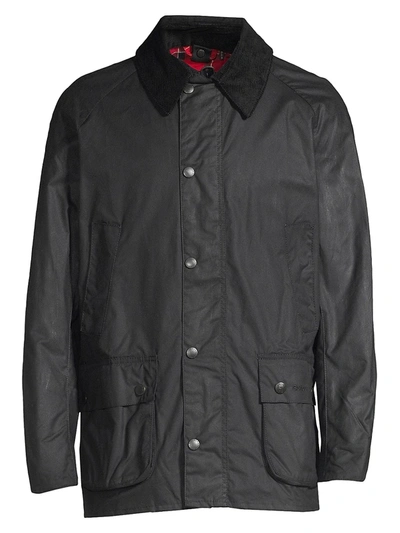 Shop Barbour Bristol Waxed Cotton Jacket In Navy