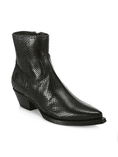 Shop Saint Laurent Men's Lukas Python Leather Ankle Boots In Black