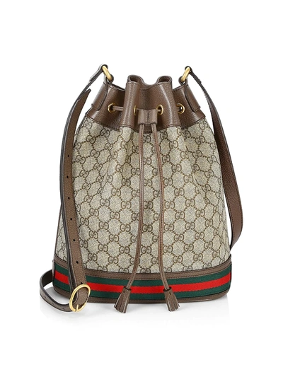 Shop Gucci Women's Ophidia Gg Bucket Bag In Beige