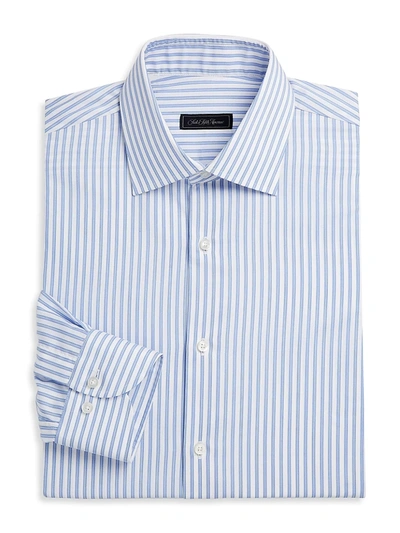 Shop Saks Fifth Avenue Men's Collection Travel Stripe Dress Shirt In White Blue
