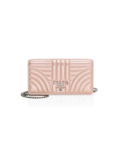 Shop Prada Diagramme Impunture Leather Wallet-on-chain In Cipria