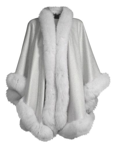 Shop Sofia Cashmere Women's Fox Fur & Cashmere U-cape In Grey