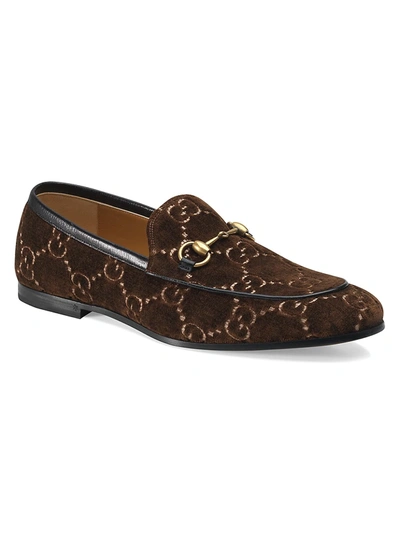 Shop Gucci Jordaan Gg Velvet Loafer In Brown Black