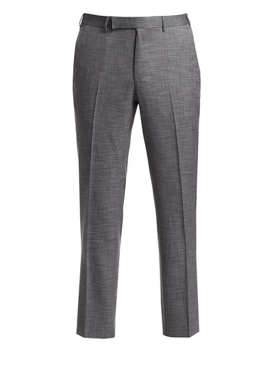 Shop Ermenegildo Zegna Men's Wool-blend Slim Trousers In Grey