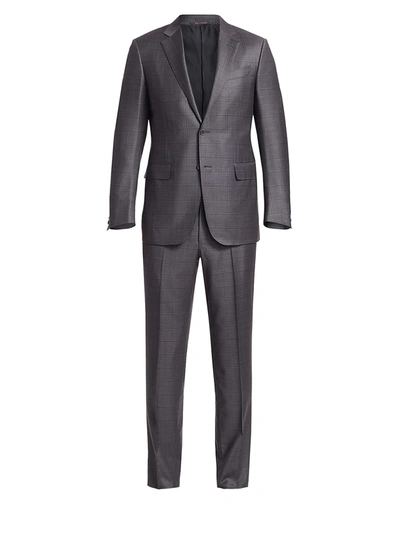 Shop Ermenegildo Zegna Berry Pane Wool Textured Suit In Grey