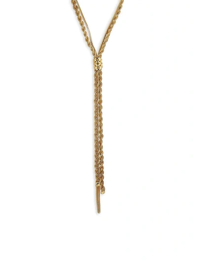 Shop Emanuele Bicocchi 24k Gold-plated Sterling Silver Braided Lariat Necklace
