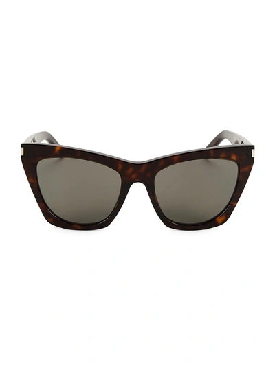 Shop Saint Laurent Women's Kate 55mm Cat Eye Sunglasses In Havana