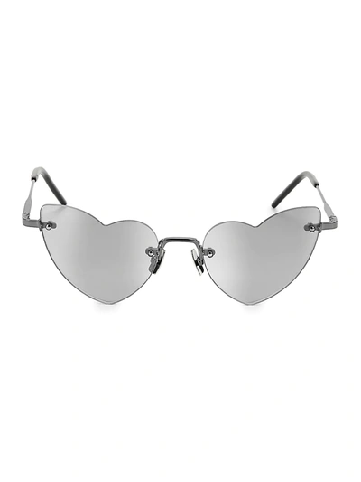 Shop Saint Laurent Loulou 50mm Heart Sunglasses In Silver