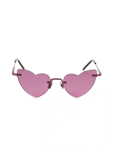Shop Saint Laurent Loulou 50mm Heart Sunglasses In Pink