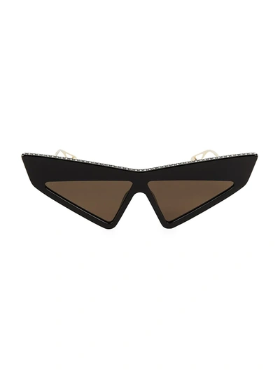 Shop Gucci 71mm Unisex Oversized Angular Sunglasses In Black
