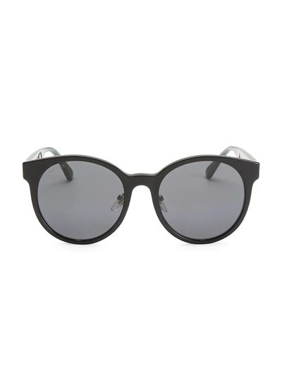 Shop Gucci Women's 55mm Round Sunglasses In Black