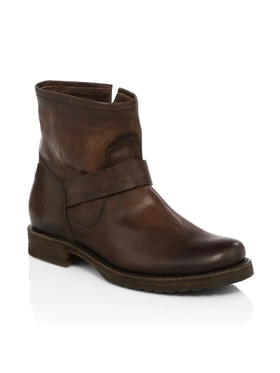 Shop Frye Veronica Leather Moto Boots In Redwood