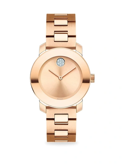 Shop Movado Bold Rose Goldplated Stainless Steel Bracelet Watch