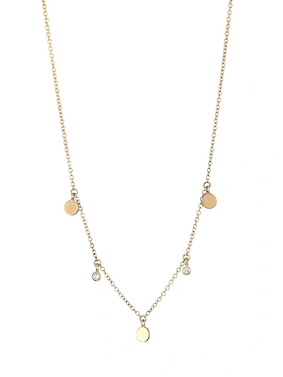 Shop Zoë Chicco Women's Diamond & 14k Yellow Gold Disc Choker Necklace