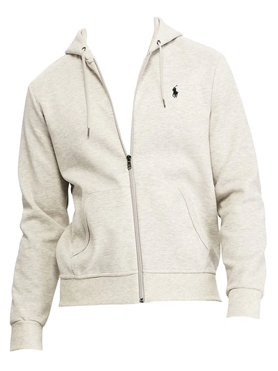Shop Polo Ralph Lauren Men's Double-knit Full-zip Hoodie In Grey