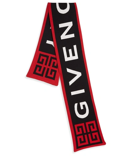 Shop Givenchy Logo Scarf In Black Red