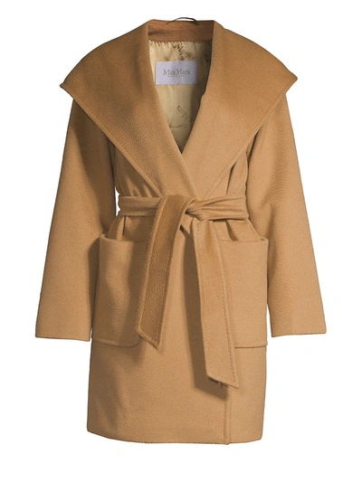 Shop Max Mara Women's Rialto Camel Hair Hooded Wrap Coat