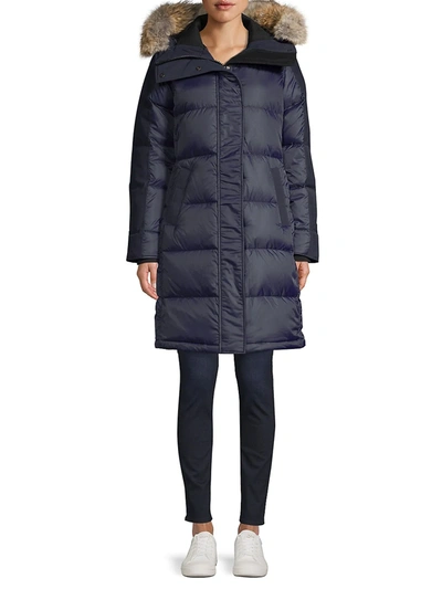 Canada Goose Women's Black Label Rowley Fur-trim Down Parka In Blue |  ModeSens