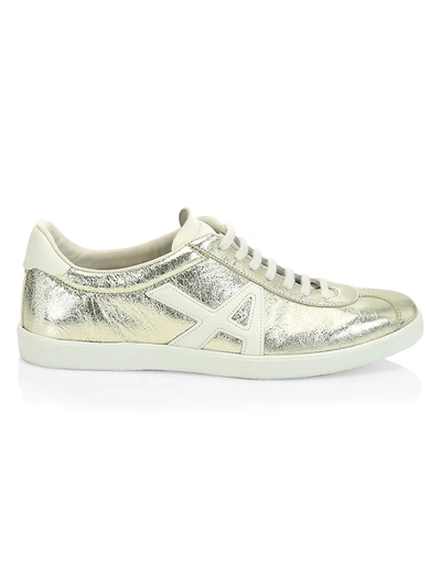 Shop Aquazzura Women's The A Metallic Leather Sneakers In Platinum