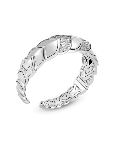 Shop John Hardy Women's Legends Naga Sterling Silver & Diamonds Cuff In Grey