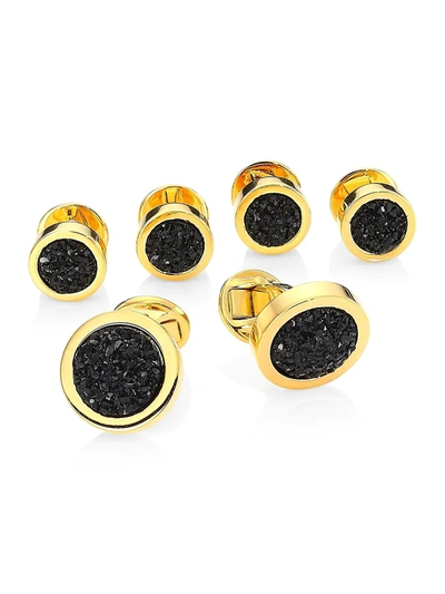Shop Saks Fifth Avenue Men's Collection Black Druzy Six-piece Cufflink Stud Set In Black Gold