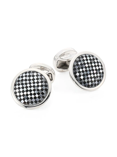 Shop Saks Fifth Avenue Collection Check Cuff Links In Black White Silver