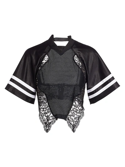 Shop Alexander Wang Women's Lace & Jersey Hybrid Top In Black