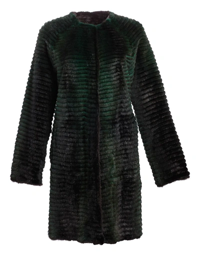 Shop The Fur Salon Julia & Stella For  Reversible Corduroy & Quilted Mink Fur Coat In Green Brown