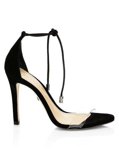 Shop Schutz Josseana Ankle-tie Suede Sandals In Black